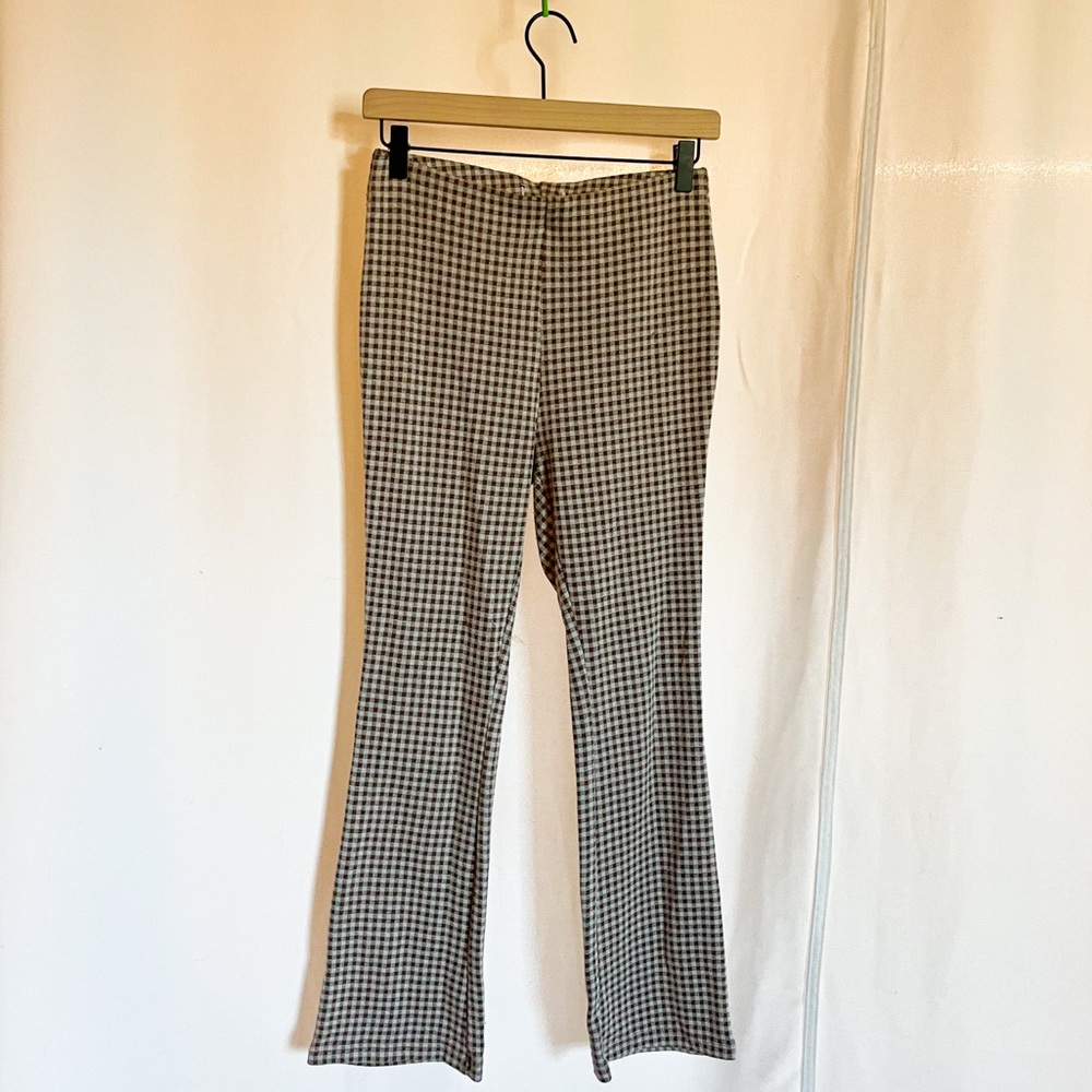 Flare Leg Brown Gingham Pants